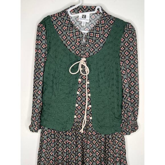 Vicky and Lucas Bohemian Printed Prairie Maxi Dress Women's Size XS - Picture 4 of 12